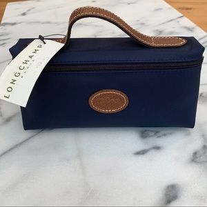 NWT Longchamp Le Pliage Navy Cosmetic Case